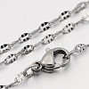 Tarnish Resistant 304 Stainless Steel Dapped Cable Chain Necklaces STAS-O053-03P-1