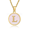 Natural Shell Initial Letter Pendant Necklace LE4192-13-1