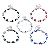 Moon with Evil Eye Enamel Link Chain Bracelet BJEW-G683-01P-1