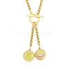 Ion Plating(IP) 304 Stainless Steel Green Yellow Enamel Letter & Eye Pendant Wheat Chain Necklaces STAS-Z102-01G-H-1