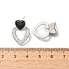 Brass Cubic Zirconia & Black Agate Stud Earrings EJEW-M048-03P-3