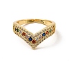 Colorful Cubic Zirconia Crown Open Cuff Ring RJEW-I092-14G-2