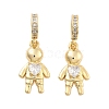 Brass Pave Clear Cubic Zirconia European Dangle Charm KK-U009-08A-G-1