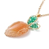 Natural Aventurine Braided Carrot Pendant Necklace NJEW-TA00036-4