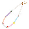 Christmas Theme Glass & Imitaiton Pearl & Brass LOVE Heishi Beaded Necklaces GF3195-8-1