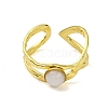 Ion Plating(IP) Round Natural White Jade Finger Rings RJEW-H233-01G-01-3