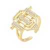 Brass Micro Pave Clear Cubic Zirconia Open Cuff Rings for Women Men KK-B124-12G-4