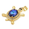 Tortoise Rack Plating Brass Micro Pave Cubic Zirconia Charms KK-G513-78A-07G-3