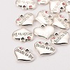 Wedding Theme Antique Silver Tone Tibetan Style Heart with Bride to Be Rhinestone Charms TIBEP-N005-10B-2