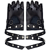 2 Pairs PU Leather Biker Punk Gloves with Belt AJEW-CL0003-02-7