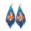 Boho Summper Beach Seed Bead Sea Animal Tassel Earrings EJEW-Q380-02B-1