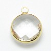 Golden Tone Brass Glass Pendants GLAA-J018A-G-3