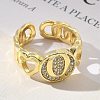 Brass Micro Pave Clear Cubic Zirconia Open Cuff Rings for Women RJEW-K289-02G-Q-3