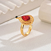 Elegant Vintage Abstract Teardrop Brass Fashion Adjustable Rings for Women GQ8424-4-1