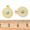 304 Stainless Steel Pave Synthetic Turquoisel Flat Round Charms STAS-Q345-33G-3