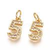 Brass Micro Pave Clear Cubic Zirconia Charms ZIRC-L092-05-G-1