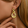 Fashionable Vintage Geometric Symbol Irregular Teardrop Brass Dangle Stud Earrings IJ5546-4