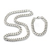 304 Stainless Steel Cuban Link Chain Bracelets & Necklaces Jewelry Sets SJEW-B019-03D-P-1