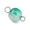 Frosted Baking Painted Glass Round Connector Charms PALLOY-JF03279-02-4