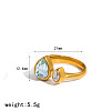304 Stainless Steel Pave Cubic Zirconia Cuff Open Rings WG8B401-01-1