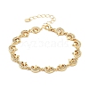 Rack Plating Brass Pave Clear Cubic Zirconia Moon Link Chain Bracelets for Women BJEW-R317-14G-1