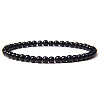 4mm Round Natural Obsidian Beads Bracelet for Men X-KG3069-18-1