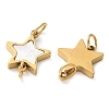 304 Stainless Steel Pave Natural White Shell Star Connector Charms STAS-Q345-34G-2