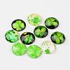 Half Round/Dome Four Leaf Clover Glass Cabochons X-GGLA-A002-12mm-CC-3