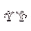 Gunmetal Plated Alloy Letter Pendants PALLOY-P097-03-Y-1