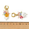 Natural Nucleated Baroque Keshi Pearl & Brass & 202 Stainless Steel & Glass Hoop Dangle Earrings EJEW-JE07262-5