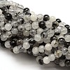 Natural Black Rutilated Quartz Round Beads Strands X-G-E251-30-4mm-1