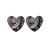 Heart Acrylic Printed Stud Earrings for Women EJEW-G418-01D-4