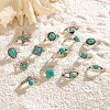 14Pcs 14 Styles Synthetic Turquoise Finger Rings PW-WG86BD8-01-4