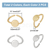 Unicraftale 4Pcs 2 Colors Brass Flat Round Open Cuff Ring RJEW-UN0002-43-3