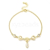 Brass Micro Pave Clear Cubic Zirconia Charm Bracelets for Women BJEW-C083-01A-G-4