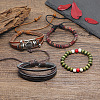 Punk Style Adjustable Cowhide Cord Bracelet Sets WG74349-01-4