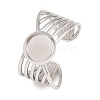 304 Stainless Steel Open Cuff Ring Components STAS-F366-06A-P-1
