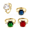 Brass Micro Pave Cubic Zirconia Finger Rings for Women RJEW-F181-11G-2