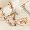 Alloy with Plastic Pearl Round Beaded Link Chain Necklaces & Stud Dangle Earrings Sets WG2621B-01-3