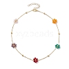 Glass Daisy Flower Beaded Necklace NJEW-JN04741-4
