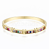 Brass Micro Pave Cubic Zirconia Bangles BJEW-T018-03G-NF-1