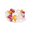 Glass Braided Bead Finger Ring RJEW-JR00569-4