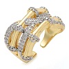 Brass Micro Pave Clear Cubic Zirconia Cuff Finger Rings for Women RJEW-B112-13GP-4