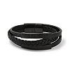 Ion Plating(IP) Braided Microfiber Leather Multi-strand Bracelets for Men BJEW-Z081-02EB-4