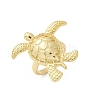 Sea Turtle Brass Cuff Rings for Women RJEW-A059-06G-2