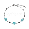 Real 18K Gold Plated Stainless Steel Synthetic Turquoise Handmade Chain Bracelets for Women FW1421-4-1