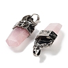 Natural Rose Quartz Faceted Sword Pendants G-Q163-01AS-06-2