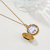1Pc Stainless Steel Pave Natural White Shell Locket Pendant Necklaces for Women NJEW-HS0001-12B-5