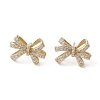 Bowknot Brass Stud Earrings EJEW-M245-03G-1