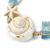 3Pcs Natural Shell & Quartz & Aquamarine Braided Bead Bracelets for Women BJEW-TA00576-4